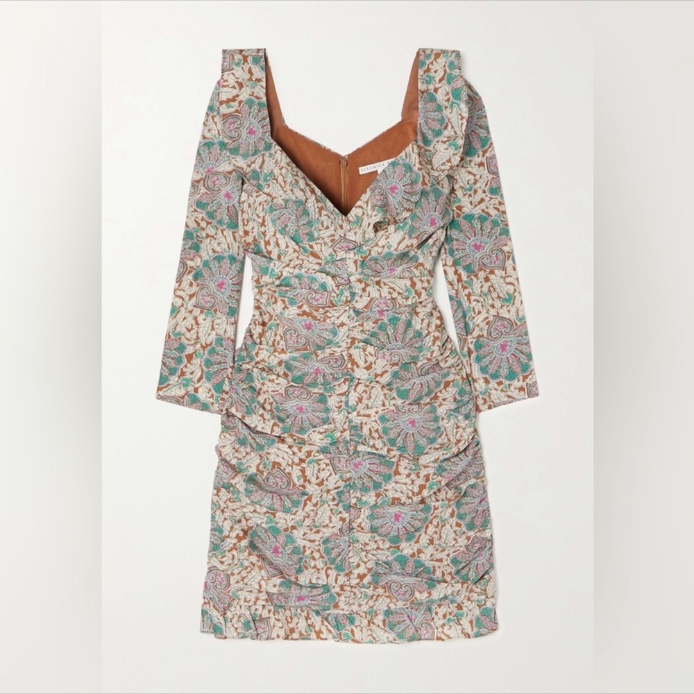 NWT Veronica Beard Lozano Floral Silk Ruched dress Sz 0 - Picture 6 of 7
